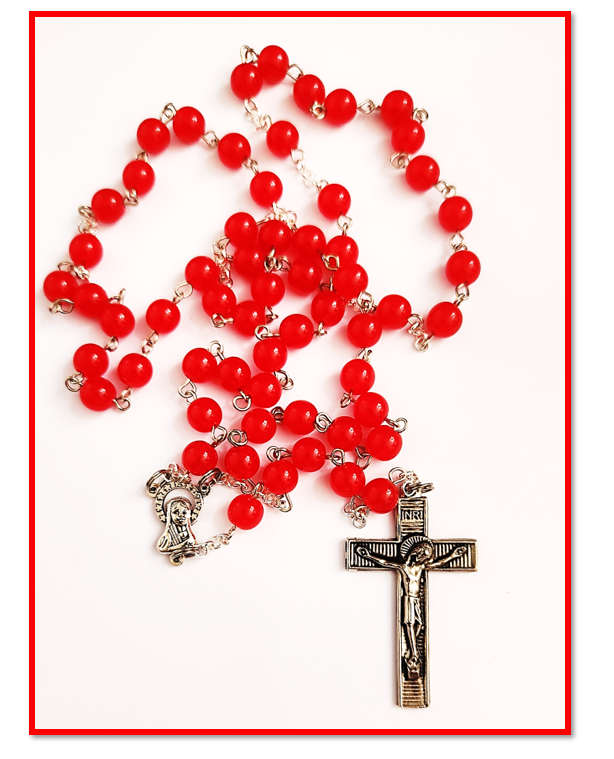 Red 8mm Acrylic Bead Rosary
