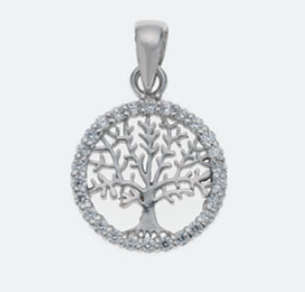 12mm Tree of Life Pendant encrusted with Swarovski Crystals