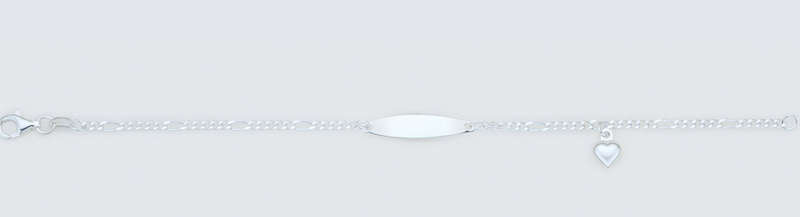 16cm Sterling Silver Baby/Child chain Bracelet with heart