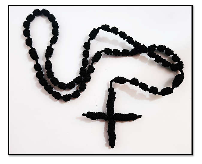 Black Paracord Knotted Rosary