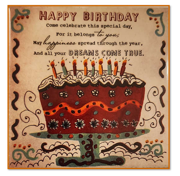 12.5cm "Happy Birthday"Ceramic Tile