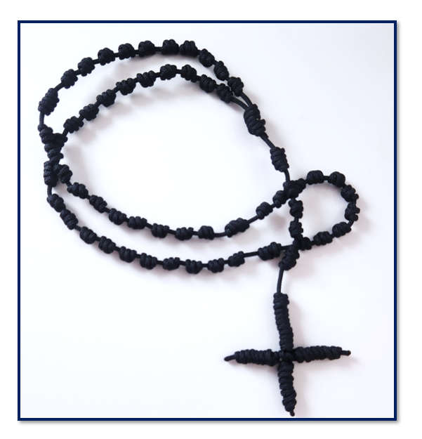 Navy Paracord Knotted Rosary