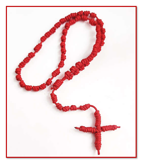 Red Paracord Knotted Rosary