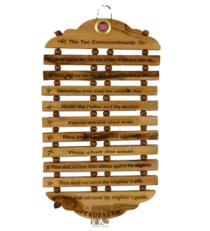 The Ten Commandments - Olivewood Holy Land Jerusalem - 26.5cm