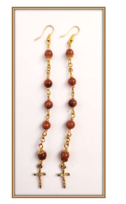 Gold Stone Semi-Precious Stone Rosary Set