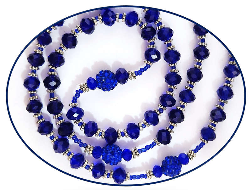 Stunning Royal Blue Austrian Crystal Glass Rosary with Royal blue Crystal Studded Mysteries