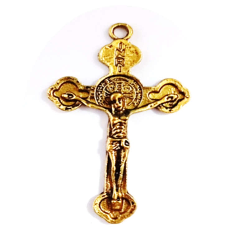 35mm Crucifix - Gold tone with Scalloped Edging