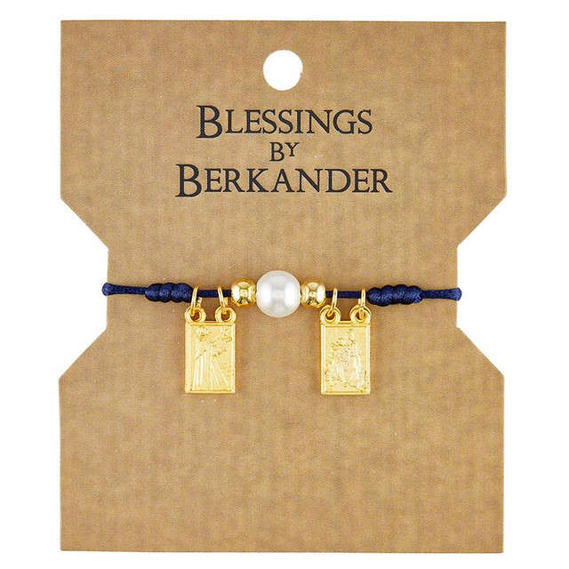 Scapular Cord Bracelet with Gold plated Medals