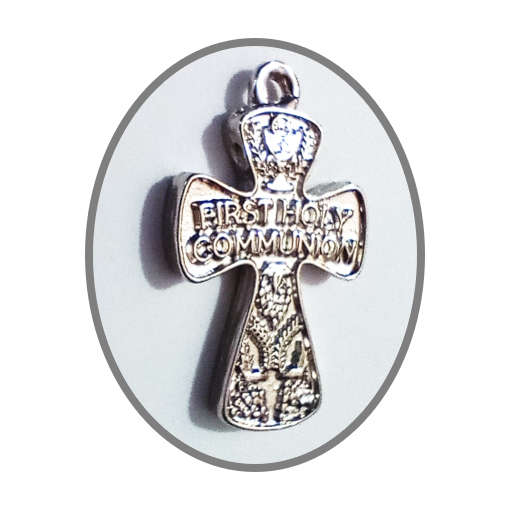 31mm First Holy Communion Cross - Chalice, vines and Grapes