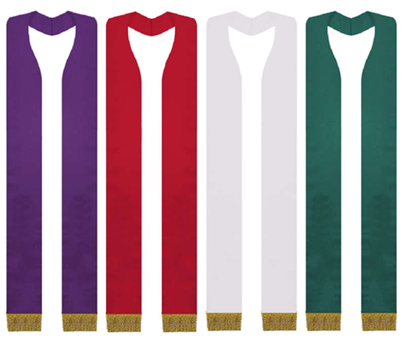 Stole with Fleur de Lis Cross Embroidery at back of neck - RED