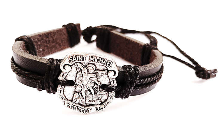 Genuine Leather St Michael Bracelet