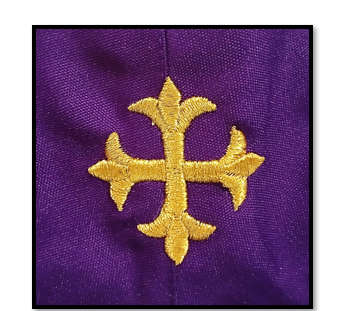 Stole with Fleur de Lis Cross Embroidery at back of neck - RED