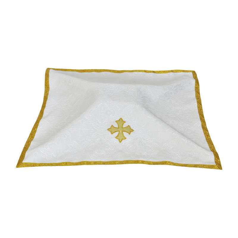 Chalice Veil with Fleur de Lis Cross Applique' - WHITE