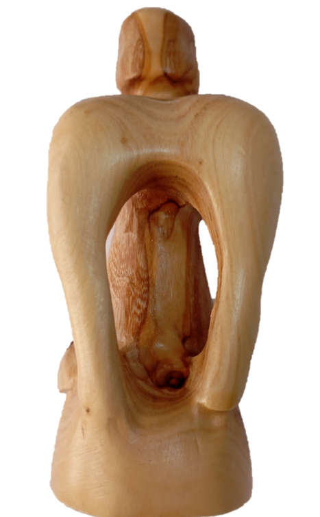 10cm Olivewood Long Winged Angel with split in skirt - Holy Land Import