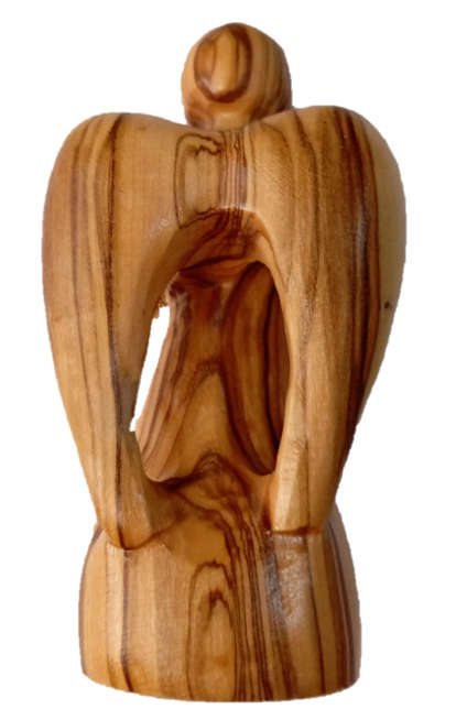 10cm Olivewood Long Winged Angel - Holy Land Import