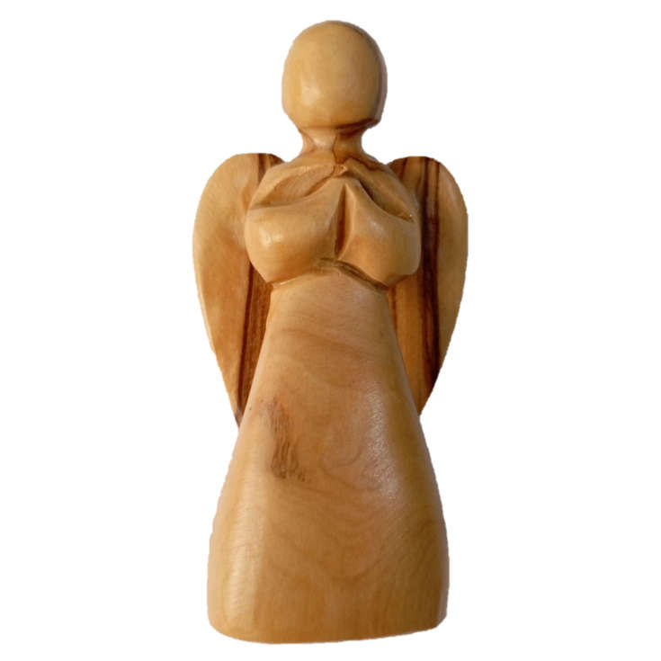10cm Olivewood Long Winged Angel - Holy Land Import