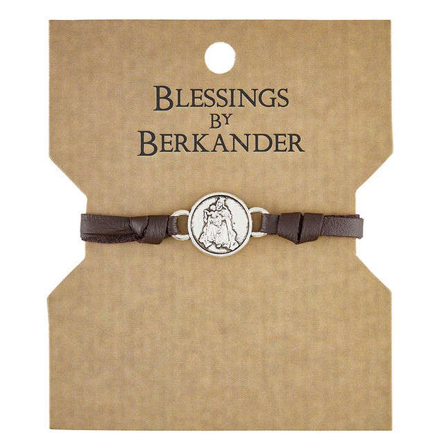 Faux Leather Scapular Bracelet - Brown Scapular