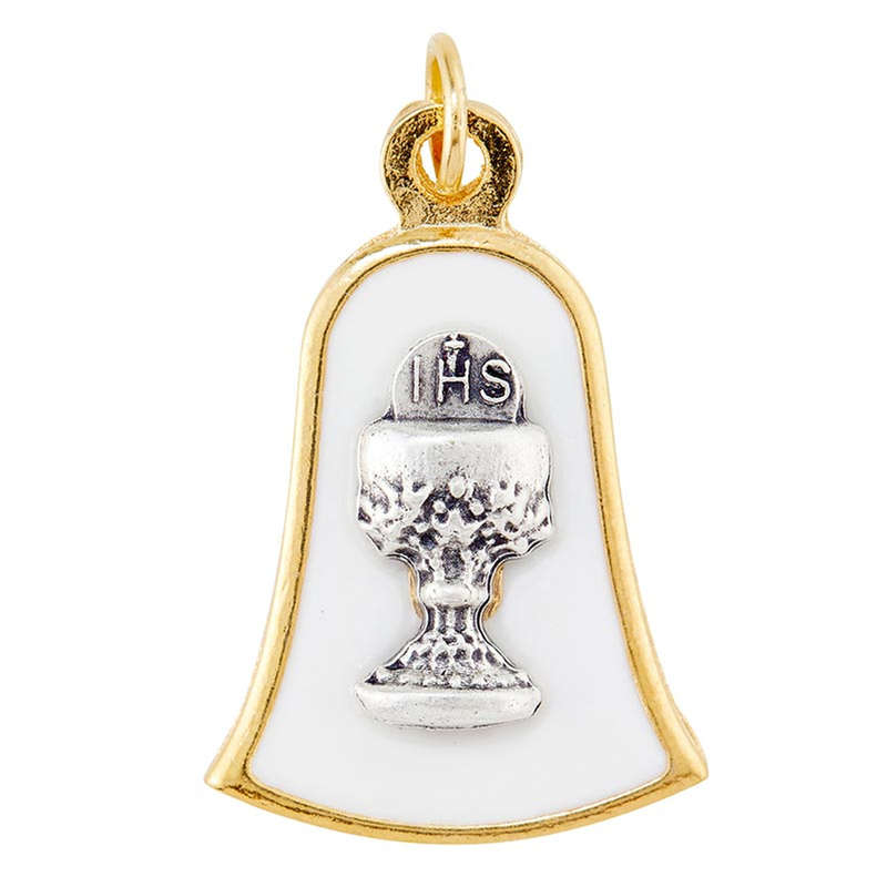 First Holy Communion Chalice Medal - Gold/White