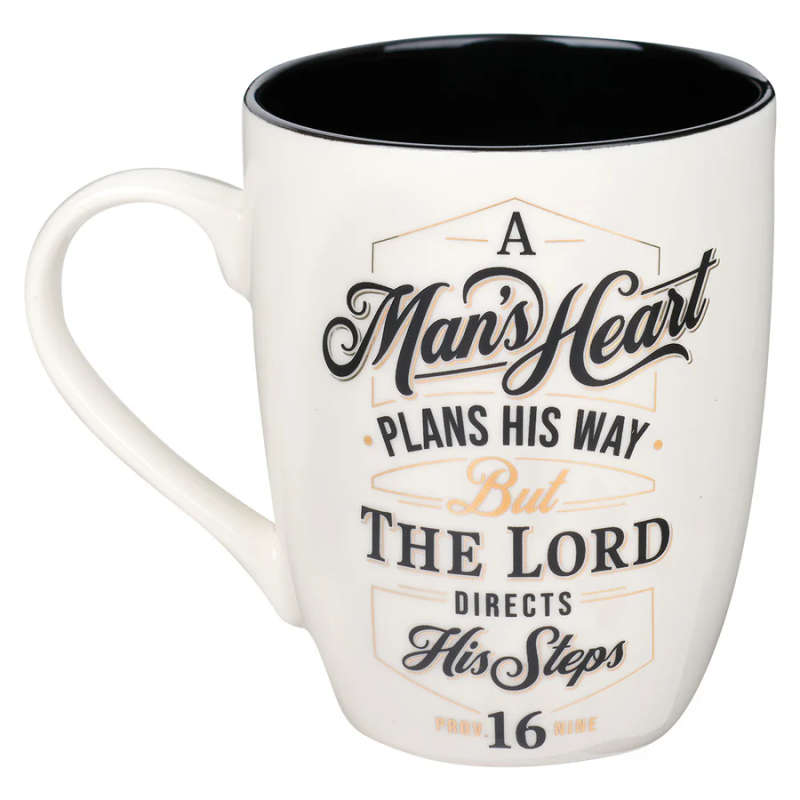 A Man's Heart Plans His Way Ceramic Mug With Black Interior - Proverbs 16:9