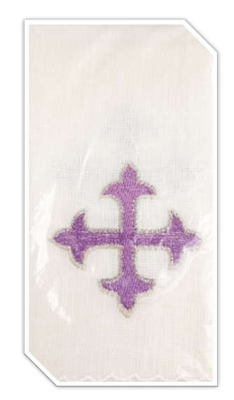 Purificator - Linen - Purple Fleur de Lis Cross - Haftina House