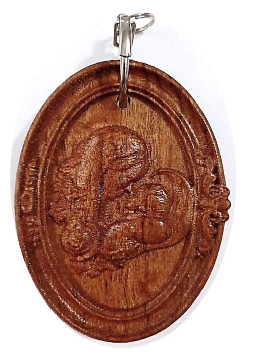 Madonna & Child Redwood Keyring