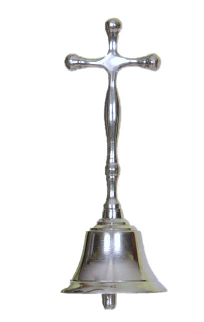 Cross Single Altar Bell - Silver