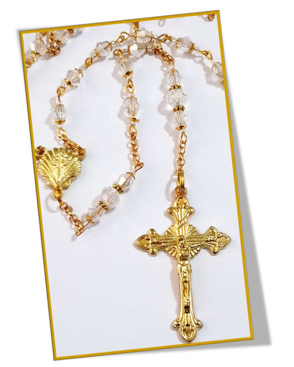 Crystal Rosary set in Gold Elements