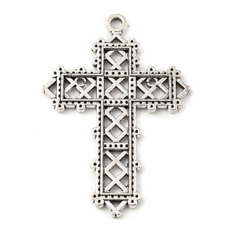 38mm Silver Lattice Cross