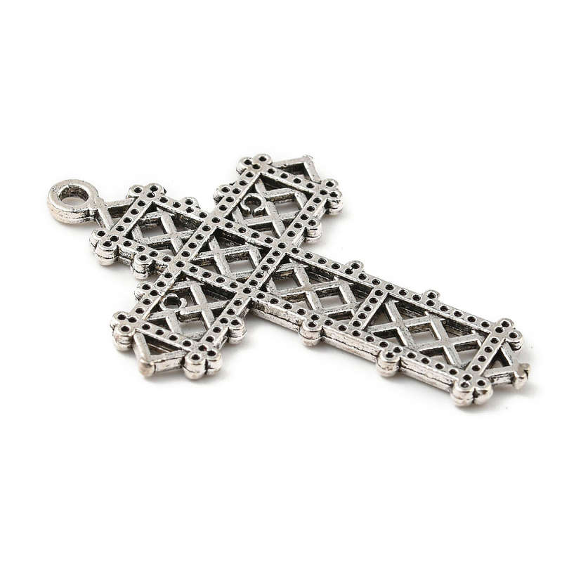 38mm Silver Lattice Cross