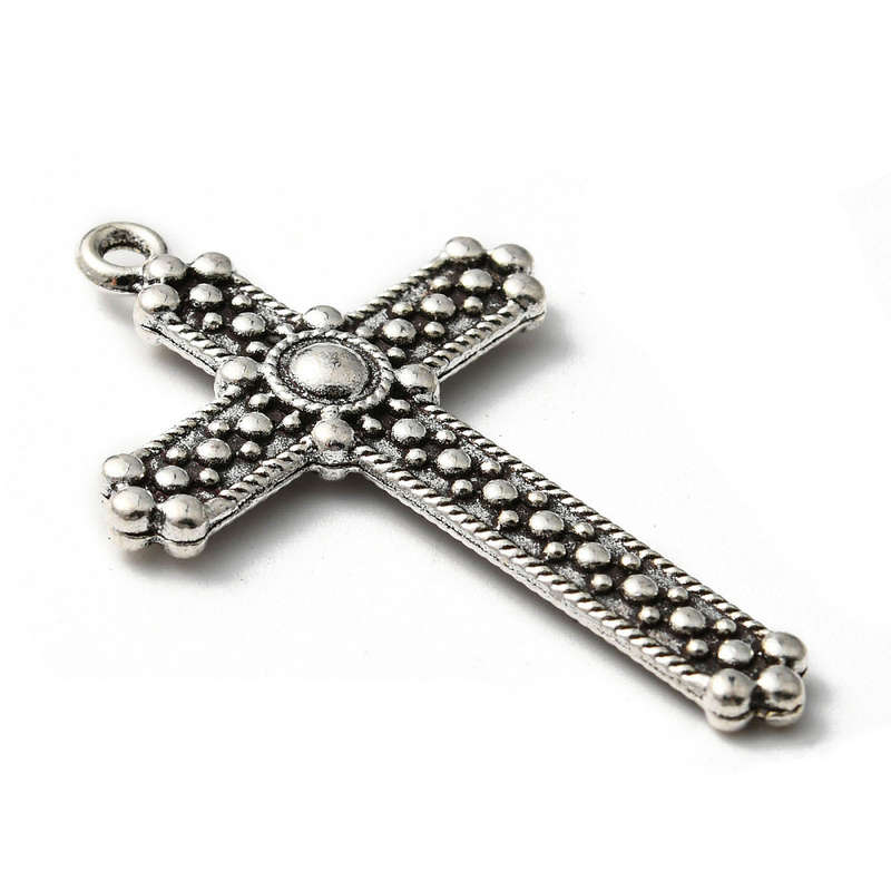 40mm Silver Studded Cross
