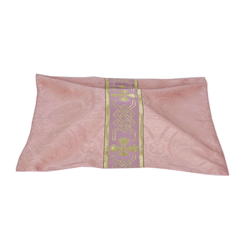 Chalice Veil with Metallic Cross Orphreys  - ROSE