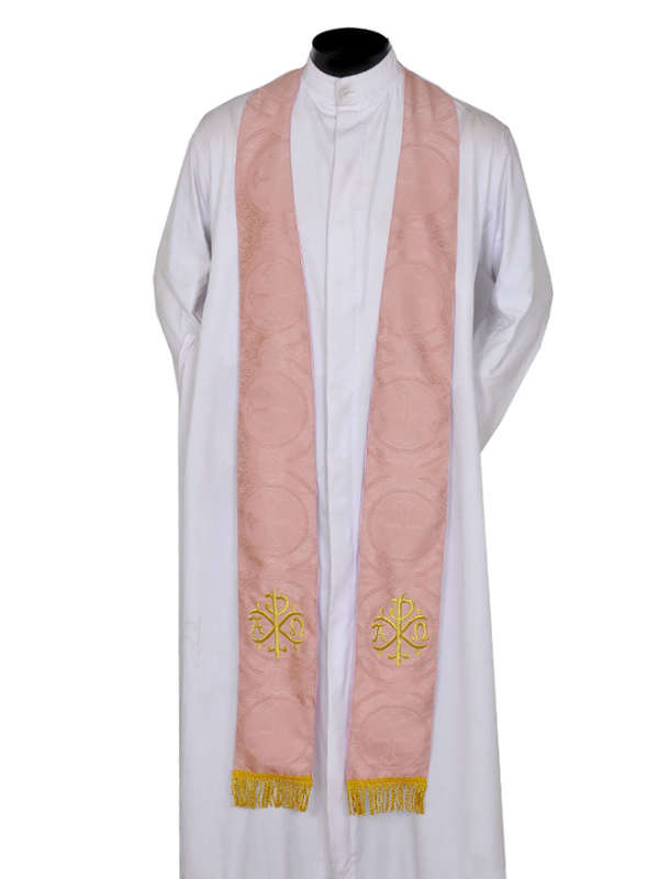 Rose Stole with Golden Px and Alpha & Omega Embroidery