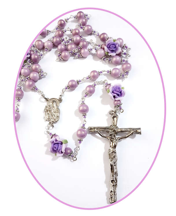 Shades of Mauve Rosary with Glorious Roses - One of a Kind