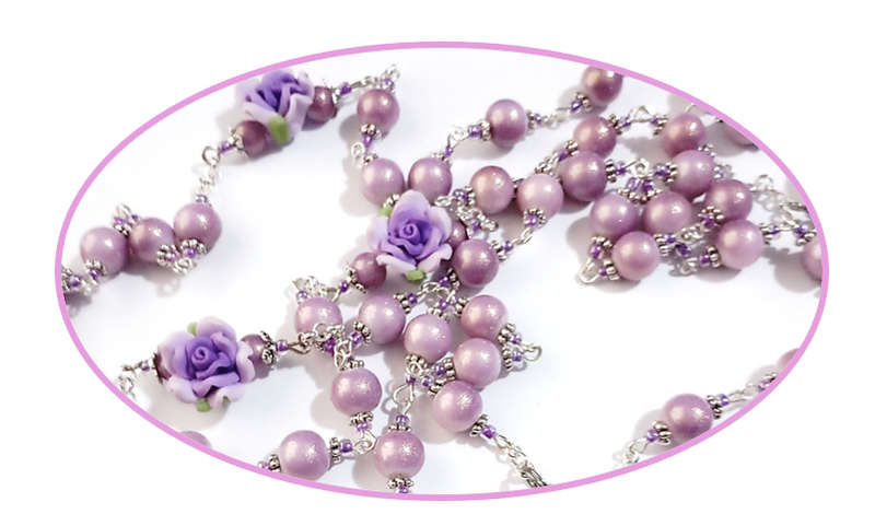 Shades of Mauve Rosary with Glorious Roses - One of a Kind