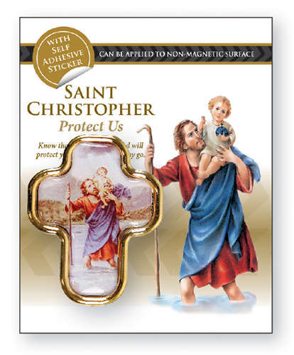 St Christopher Cross Colour Magnetic Car Plaque