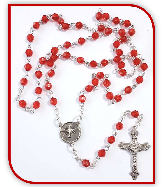 Confirmation Faceted Acrylic Crystal Rosary - Come Holy Spirit Enlighten Me!