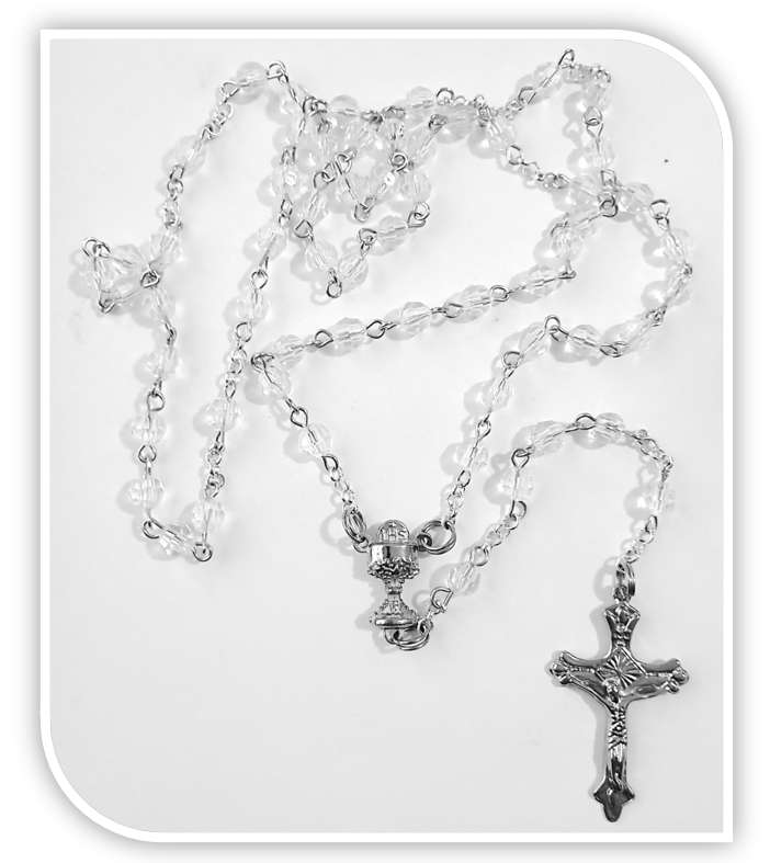 First Holy Communion Faceted Acrylic Crystal Rosary