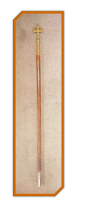 98cm Warden's Staff with Brass Cross top and base