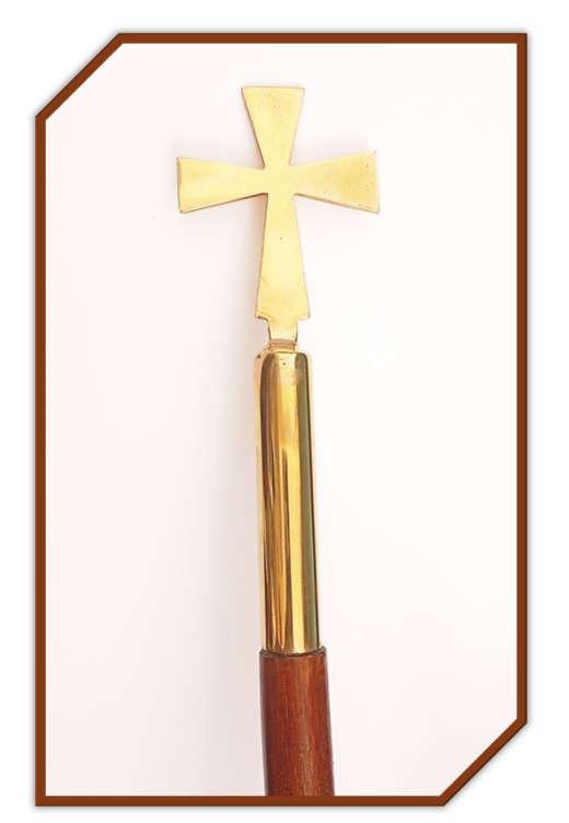 98cm Warden's Staff with Brass Cross top and base