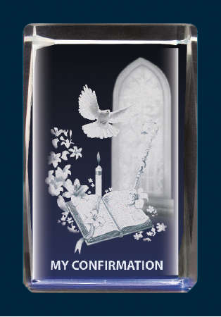 Confirmation Lazer Engraved Crystal in gift box