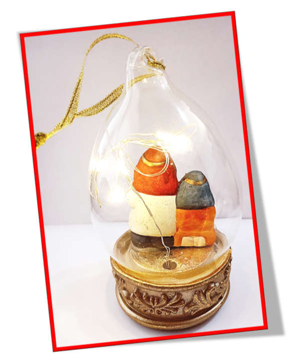 12cm Glass Domed Nativity with Lights - hanging or standing