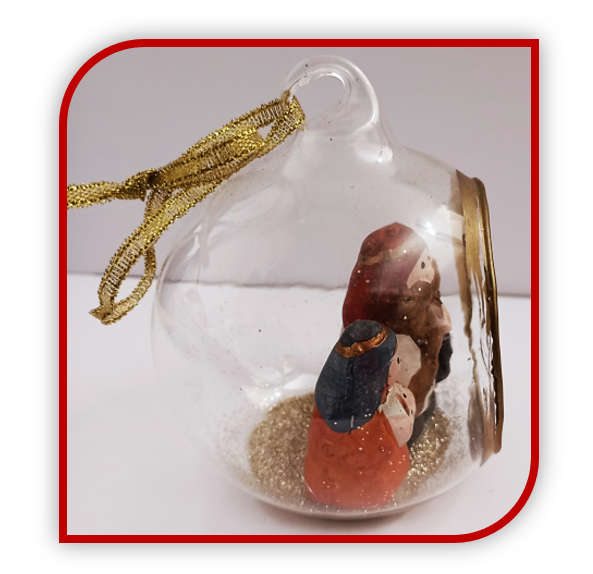 9cm Glass Domed Nativity- hanging or standing
