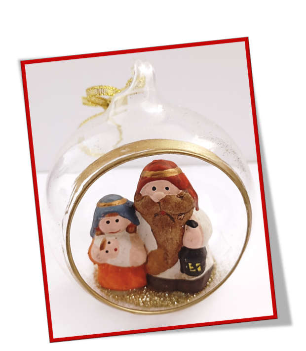 9cm Glass Domed Nativity- hanging or standing
