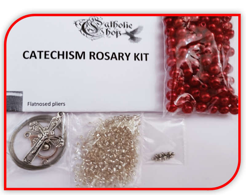 Red Faux Acrylic Pearl Rosary Kit