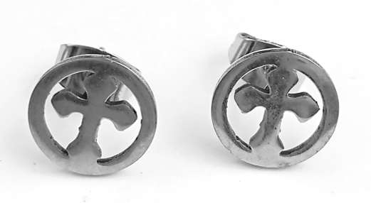 Stainless steel Earrings - Cross in Circle