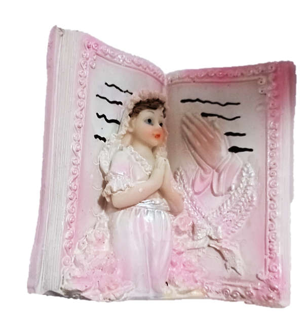 9cm Praying Girl in Book Figure