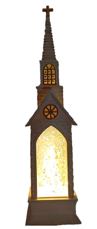 White Brick Cathedral Water Angel with LED Light
