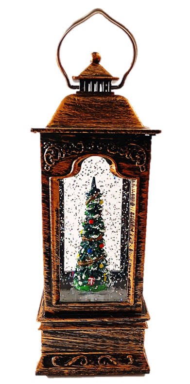 21cm Snowing Christmas Tree Lantern with LED Lights and Music - USB Connection