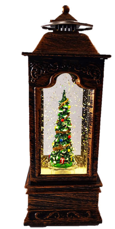 21cm Snowing Christmas Tree Lantern with LED Lights and Music - USB Connection