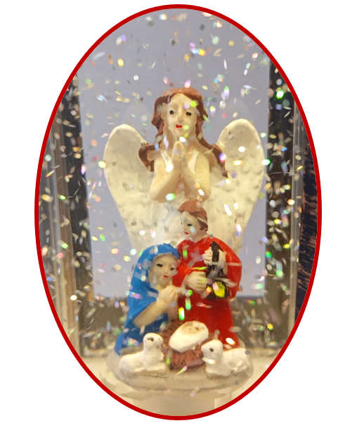 21cm Snowing Nativity Lantern with LED Lights and Music - USB Connection